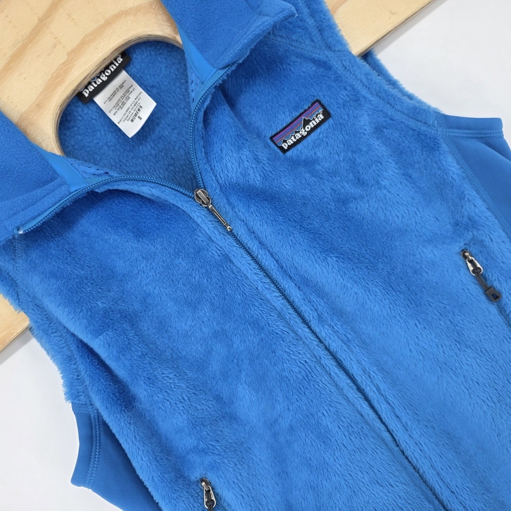 Patagonia Vest Jacket Womens Small Blue Full Zip Fleece Vented Polartec Outdoors